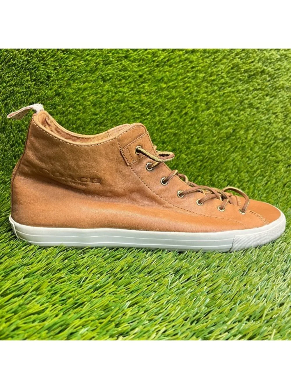Coach Brenna Womens Size 11 Brown Athletic Leather Lace Up Shoes Sneakers